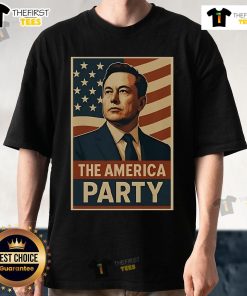 Official Elon Musk Political Party The America Party T-Shirt featuring bold logo and modern design for supporters.