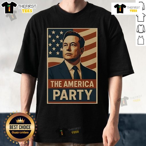 Official Elon Musk Political Party The America Party T-Shirt featuring bold logo and modern design for supporters.
