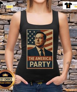Official Elon Musk Political Party America Party tank top design featuring bold graphics and vibrant colors.