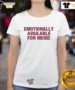 Official Emotionally Available for Music Ladies Tee featuring a stylish design, perfect for music lovers and casual wear.