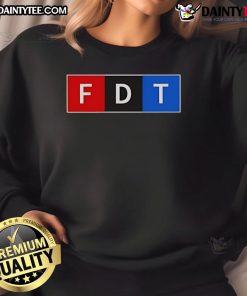 Alt Text: Official FDT Donald Trump sweatshirt featuring bold graphics and a comfortable fit, perfect for supporters.