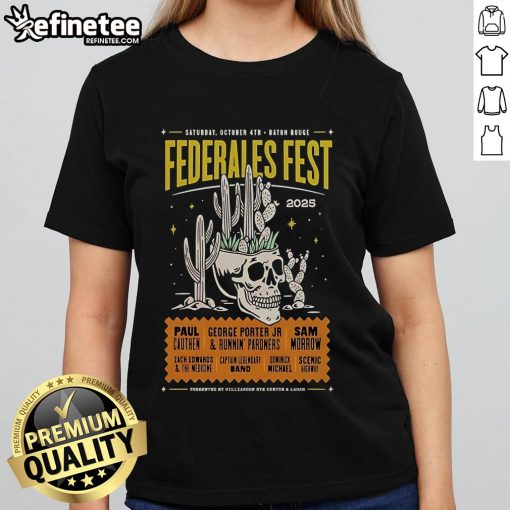 Official Federales Fest party event in Baton Rouge, LA on October 4, 2025, featuring stylish ladies' tee.