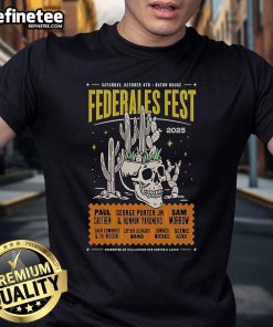 Alt Text: Official Federales Fest Party Event T-Shirt, Baton Rouge LA, October 4, 2025, featuring vibrant festival graphics.