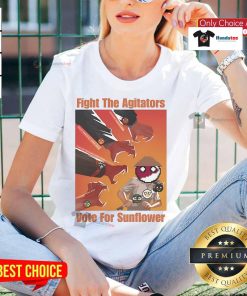 Official Fight The Agitators Vote For Sunflower Ladies Tee featuring vibrant sunflower design and stylish fit.