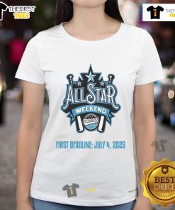 Official First Deadline All-Star Weekend Gameday July 4, 2025 Ladies Tee featuring vibrant design and comfortable fit.