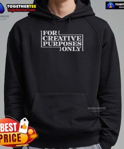 Official For Creative Purposes Only Hoodie in stylish black with vibrant graphic design, perfect for casual wear.