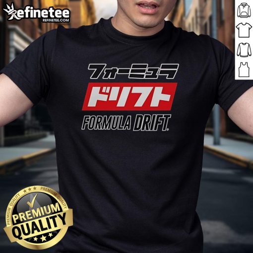 Official Formula Drift Katakana T-Shirt featuring bold Japanese lettering and a stylish design for motorsport enthusiasts.