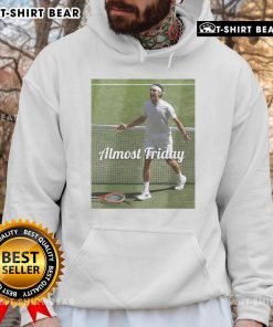 Official Fritz Wimbledon Almost Friday Hoodie in navy blue, showcasing stylish design and tennis-inspired aesthetics.