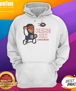 Alt Text: Caleb Williams 8-bit hoodie for Chicago Bears, featuring vibrant graphics and official game design.
