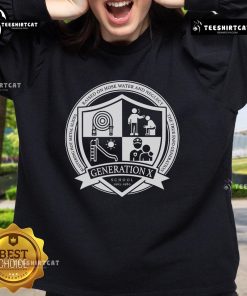 Official Generation X school sweatshirt in navy blue featuring a vintage logo, perfect for alumni and fans of the era.