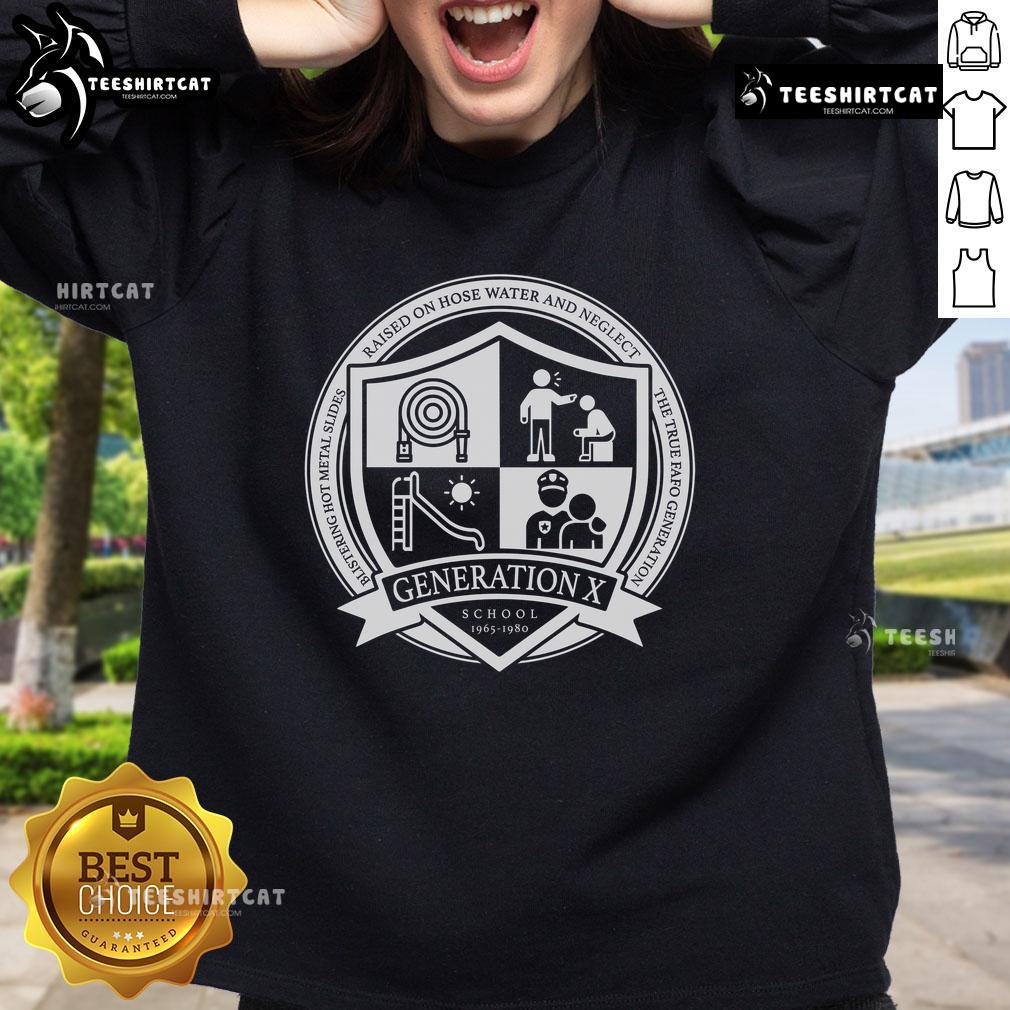 Official Generation X School Sweatshirt Official Generation X school sweatshirt in navy blue featuring a vintage logo, perfect for alumni and fans of the era.