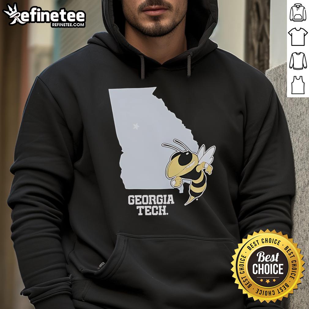 Official Georgia Tech Yellow Jackets Buzz Georgia Hoodie Official Georgia Tech Yellow Jackets Buzz hoodie in navy blue, featuring the school logo and mascot design.