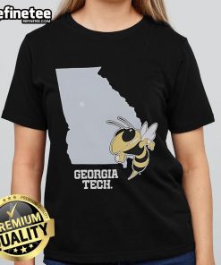 Alt Text: Official Georgia Tech Yellow Jackets Buzz graphic on a stylish ladies tee, perfect for fans and casual wear.