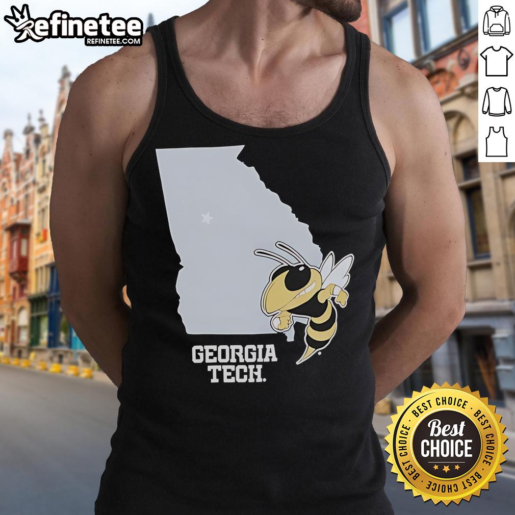Official Georgia Tech Yellow Jackets Buzz Georgia Tank Top Alt Text: Official Georgia Tech Yellow Jackets Buzz Georgia tank top featuring vibrant team colors and logo, perfect for fans.