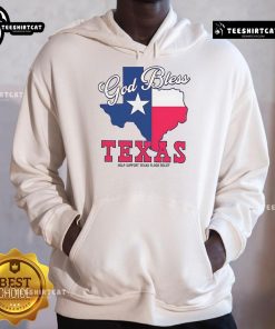 Official God Bless Texas hoodie supporting Texas flood relief efforts, featuring a bold design and vibrant colors.