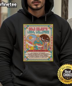 Alt Text: Official Gold Celeste Vinyl hoodie for the July 10, 2025 concert at Constellation Room, Santa Ana, CA.