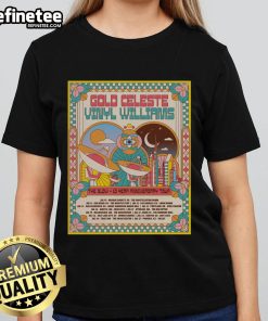 Alt Text: Official Gold Celeste Vinyl concert tee for Williams, July 10, 2025, at Constellation Room, Santa Ana, CA.