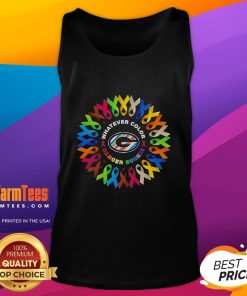 Official Green Bay Packers cancer awareness tank top in vibrant colors, promoting support for cancer fighters and survivors.