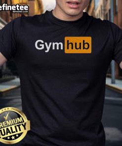 Official Gym Hub T-Shirt featuring a sleek design and breathable fabric, perfect for workouts and fitness enthusiasts.