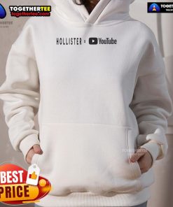 Official Hollister X YouTube Hoodie in navy blue, featuring a stylish logo and a comfortable fit for casual wear.