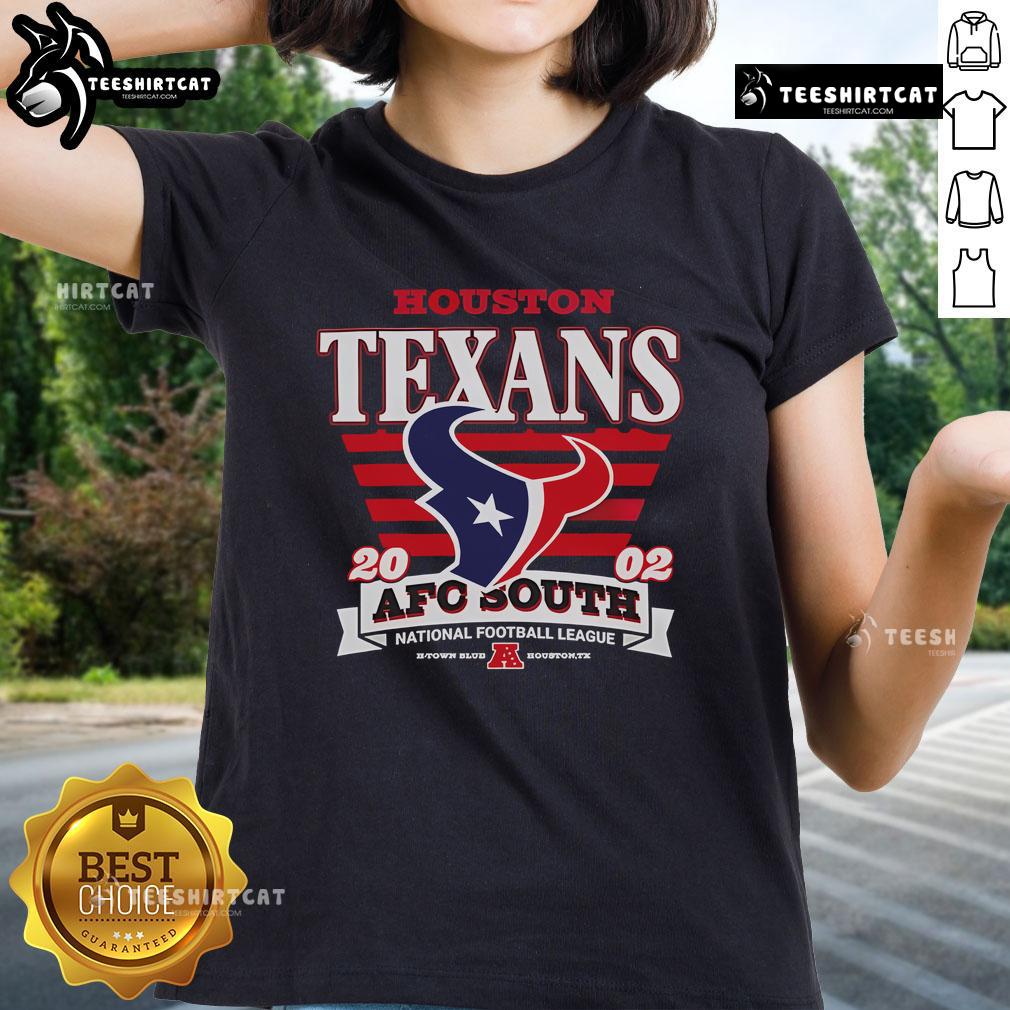 Official Houston Texans Afc South Pride Splash Ladies Tee Official Houston Texans AFC South Pride Splash Ladies Tee showcasing team colors and logo, perfect for female fans.