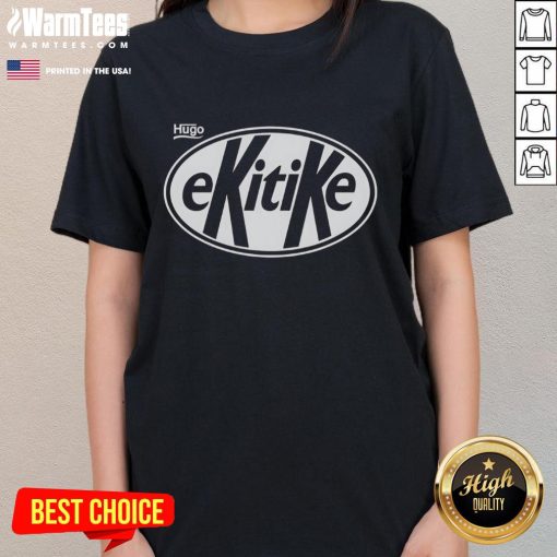 Official Hugo Ekitike logo on a stylish ladies tee, showcasing modern fashion and sportswear design.