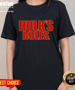 Official Hulk's Rules Hulk Hogan Ladies Tee featuring a stylish design for wrestling fans, perfect for casual wear.