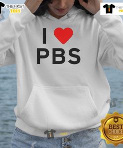 Official I Love PBS Hoodie featuring vibrant colors and a cozy design, perfect for PBS fans and supporters.