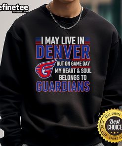 Alt Text: Cleveland Guardians sweatshirt showcases team pride, perfect for fans living in Denver on game day.