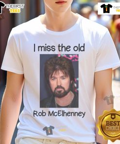 Alt Text: Official I Miss The Old Rob McElhenney T-Shirt featuring a vintage design and bold text, perfect for fans.
