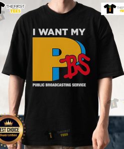 Alt Text: Official I Want My PBS Public Broadcasting Service T-Shirt featuring bold logo design for PBS supporters.