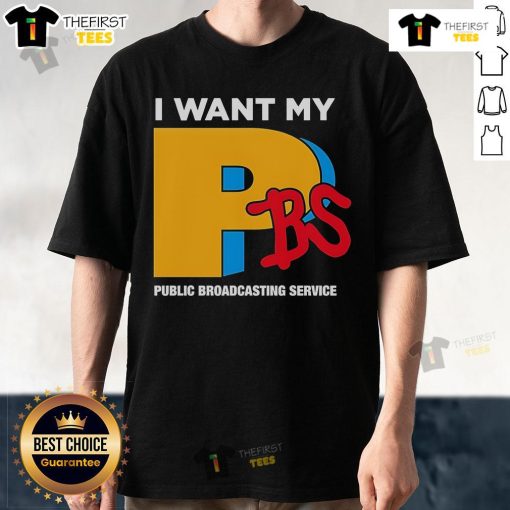 Alt Text: Official I Want My PBS Public Broadcasting Service T-Shirt featuring bold logo design for PBS supporters.