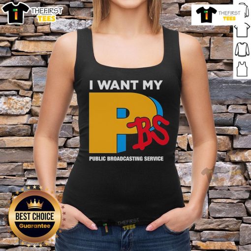 Alt Text: Official I Want My PBS Public Broadcasting Service tank top featuring a bold design, perfect for PBS fans and supporters.