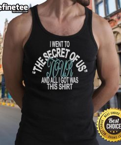 Official I Went To Secret Of Us Tour tank top featuring vibrant design and tour logo, perfect for concert memorabilia.