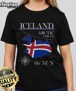 Official Iceland Arctic Circle polar North Island tee featuring the Icelandic flag for women.