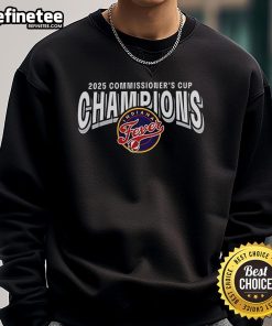 Alt Text: Official Indiana Fever 2025 WNBA Commissioner's Cup Champions sweatshirt showcasing team pride and championship spirit.
