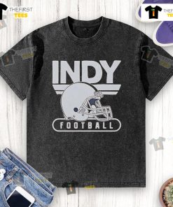 Official INDY Football 25 Helmet Washed T-Shirt featuring a vintage design, perfect for fans and casual wear.