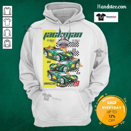 Official Jackson 5 Champions NASCAR hoodie featuring vibrant graphics and a comfortable fit for fans and collectors.