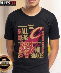 Alt Text: Official Jacob Fatu Cleveland Cavaliers All Gas No Brakes 2025 T-Shirt featuring bold graphics and team colors.