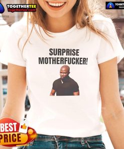 Official James Doakes Surprise Motherfucker Ladies Tee featuring bold graphic design for Dexter fans.