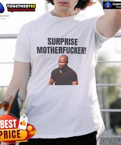 Official James Doakes Surprise Motherfucker T-Shirt featuring bold text design, perfect for Dexter fans and collectors.