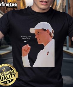 Alt Text: Official Jannik Sinner Winning Heals Everything Nike X Wimbledon Champions 2025 Rules The Grass T-Shirt design.