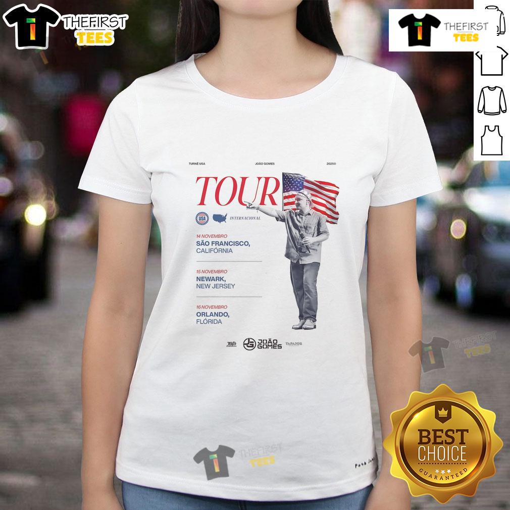 Official João Gomes Tour In The United States 2025 Ladies Tee Official Joao Gomes Tour in the United States 2025 ladies tee featuring vibrant design and concert details.