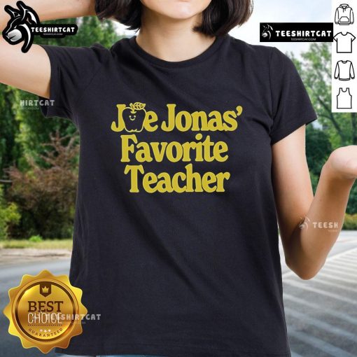 Official Joe Jonas Favorite Teacher Ladies Tee featuring a stylish design for fans and educators, perfect for casual wear.
