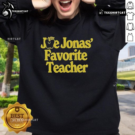 Joe Jonas wearing his favorite teacher sweatshirt, showcasing a stylish and casual look for fans and educators alike.