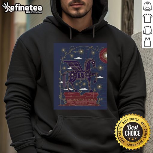 Official July 21, 2025 Mumford and Sons concert poster hoodie featuring design and event details in Morrison, CO.