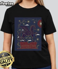 Official July 21, 2025 Mumford and Sons concert poster for Morrison, CO, featuring a stylish ladies tee design.