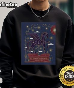 Official July 21, 2025 Mumford and Sons concert sweatshirt poster from Morrison, CO, featuring vibrant design and event details.