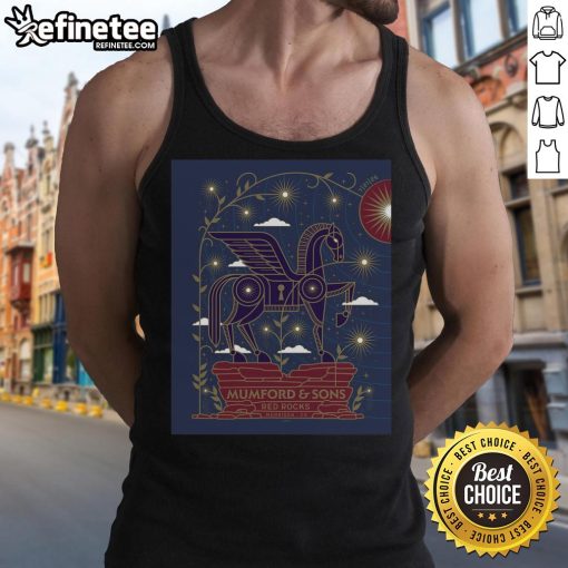 Official Mumford and Sons live concert tank top poster for July 21, 2025, in Morrison, CO showcasing vibrant design.