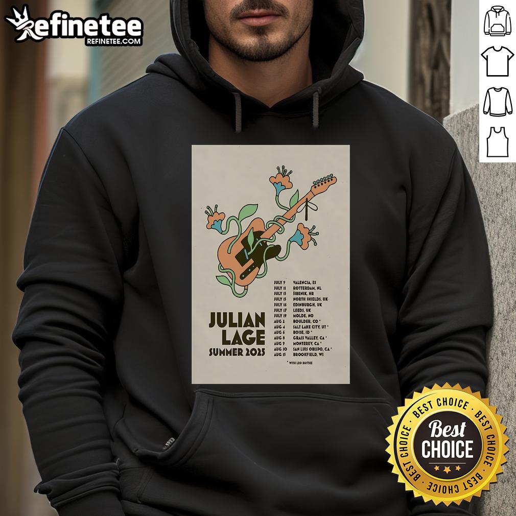 Official Julian Lage Tour Eu & Uk Summer 2025 Poster Hoodie Official Julian Lage Tour EU UK Summer 2025 poster hoodie featuring vibrant design and tour details.